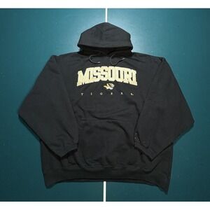 Vintage Missouri Tigers Hoodie Sweatshirt Men's XL Black‎ Gold 90s Embroidered